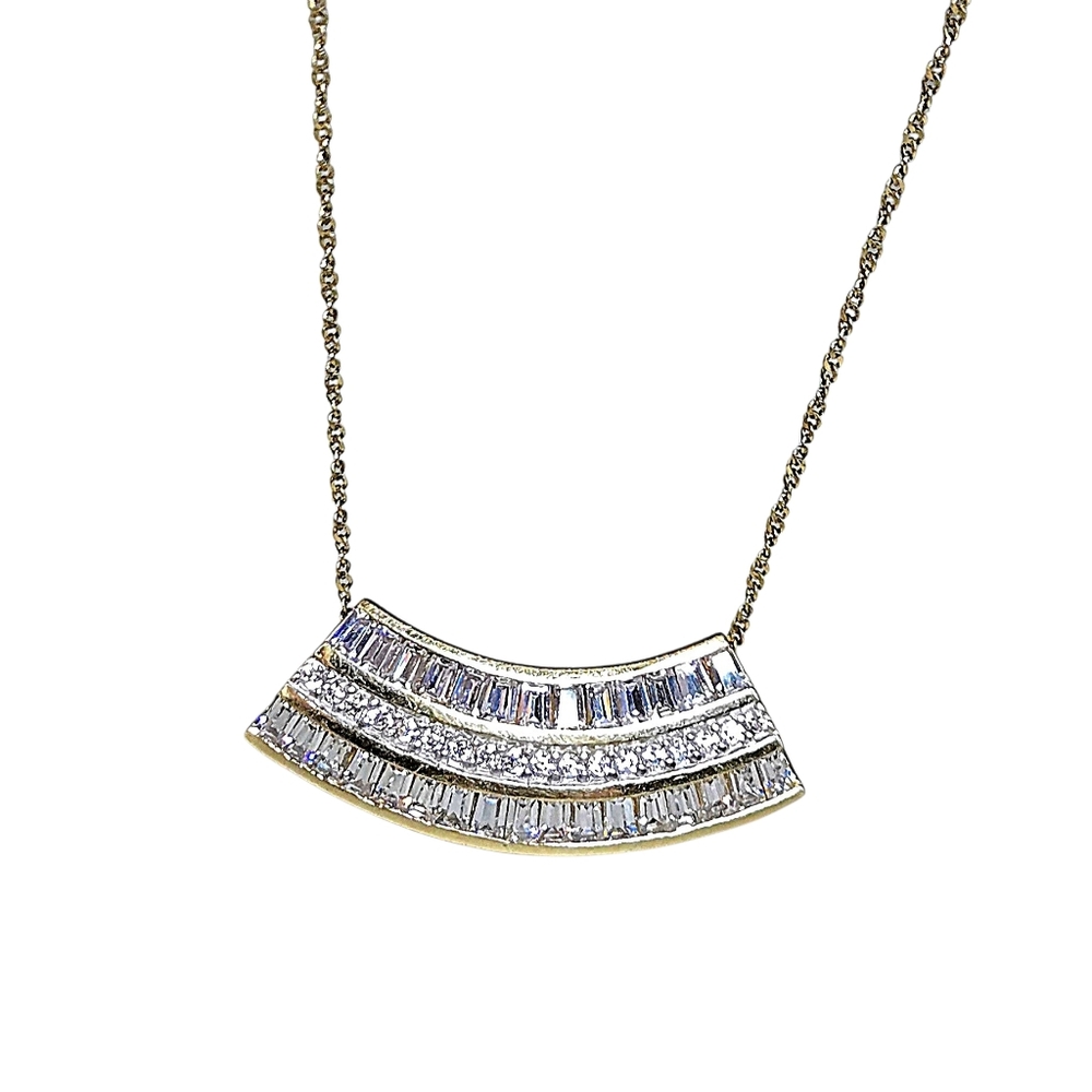 Chateau D' Argent Sterling Silver Gold Vermeil Crystal Chain Necklace